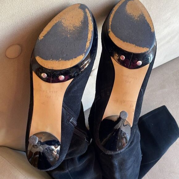 Nine West Destry Black Suede Over The Knee OTK Boots 6.5 - Picture 4 of 13